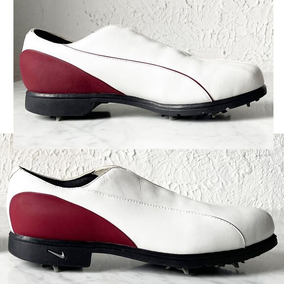 Nike Verdana Last White/Red Leather Lace Up Golf Shoes Soft Spikes - Women's 8.5 - Picture 2 of 10
